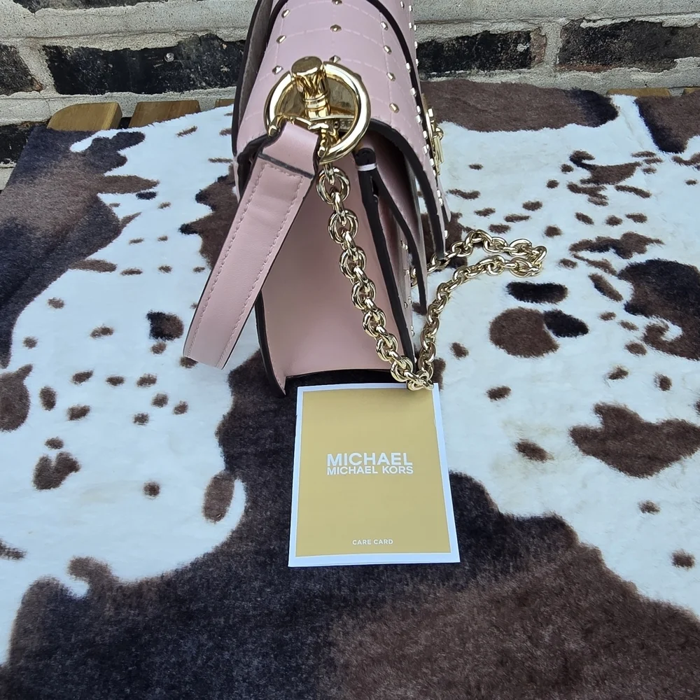 Michael Kors Pink Quilted Clutch with Metallic Accents - Picture 4 of 8